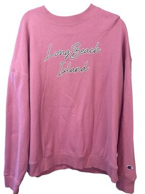 Champion Pink "Long Beach Island" Script Crewneck Sweatshirt